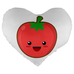 Kawaii Tomato Large 19  Premium Flano Heart Shape Cushions