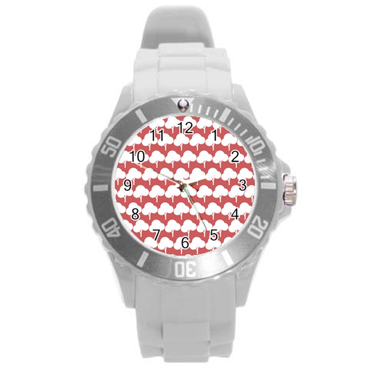 Tree Illustration Gifts Round Plastic Sport Watch (L)