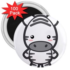 Kawaii Zebra 3  Magnets (100 Pack) by KawaiiKawaii