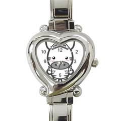 Kawaii Zebra Heart Italian Charm Watch