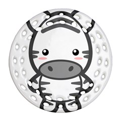 Kawaii Zebra Round Filigree Ornament (2side)