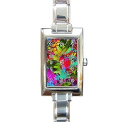 Floral Abstract 1 Rectangle Italian Charm Watches by MedusArt