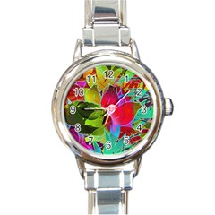 Floral Abstract 1 Round Italian Charm Watches by MedusArt