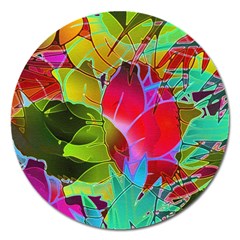 Floral Abstract 1 Magnet 5  (round) by MedusArt