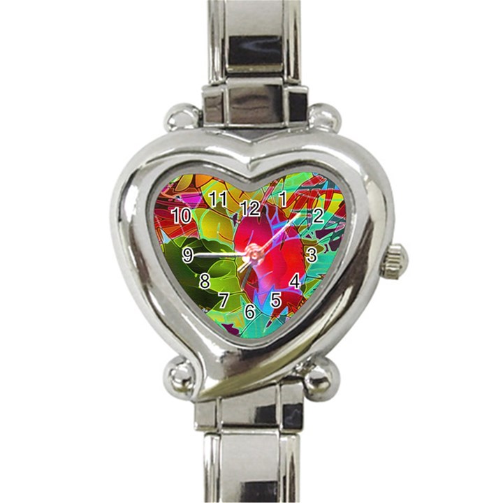 Floral Abstract 1 Heart Italian Charm Watch