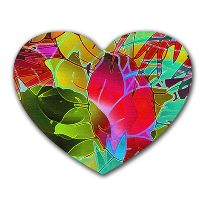 Floral Abstract 1 Heart Mousepads