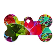 Floral Abstract 1 Dog Tag Bone (two Sides) by MedusArt