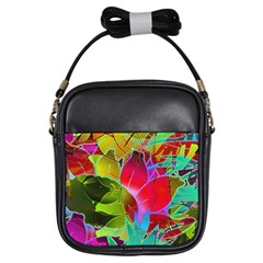 Floral Abstract 1 Girls Sling Bags by MedusArt