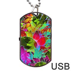 Floral Abstract 1 Dog Tag Usb Flash (two Sides)  by MedusArt