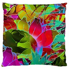 Floral Abstract 1 Large Flano Cushion Cases (two Sides)  by MedusArt