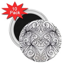 Drawing Floral Doodle 1 2 25  Magnets (10 Pack)  by MedusArt