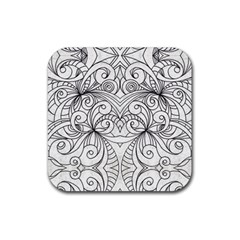 Drawing Floral Doodle 1 Rubber Coaster (square)  by MedusArt