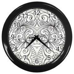 Drawing Floral Doodle 1 Wall Clocks (black) by MedusArt