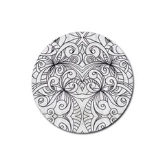 Drawing Floral Doodle 1 Rubber Coaster (round)  by MedusArt