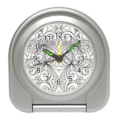 Drawing Floral Doodle 1 Travel Alarm Clocks by MedusArt