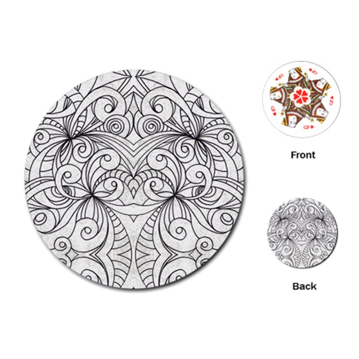 Drawing Floral Doodle 1 Playing Cards (Round) 