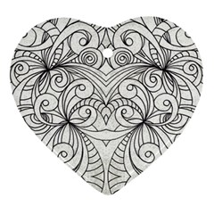 Drawing Floral Doodle 1 Heart Ornament (2 Sides) by MedusArt