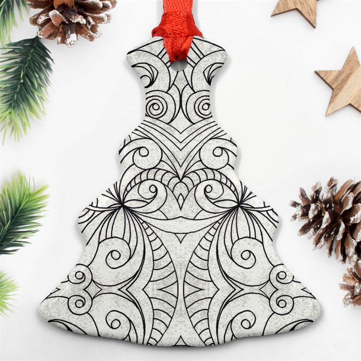 Drawing Floral Doodle 1 Christmas Tree Ornament (2 Sides)