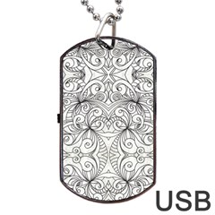 Drawing Floral Doodle 1 Dog Tag Usb Flash (two Sides)  by MedusArt