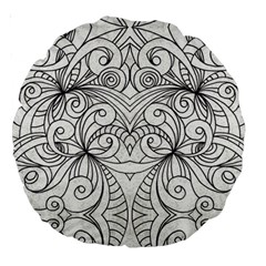 Drawing Floral Doodle 1 Large 18  Premium Round Cushions by MedusArt