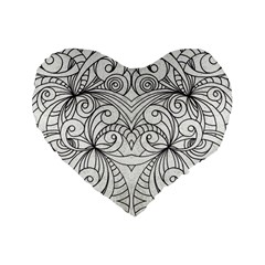 Drawing Floral Doodle 1 Standard 16  Premium Heart Shape Cushions by MedusArt