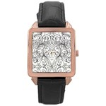 Drawing Floral Doodle 1 Rose Gold Watches Front