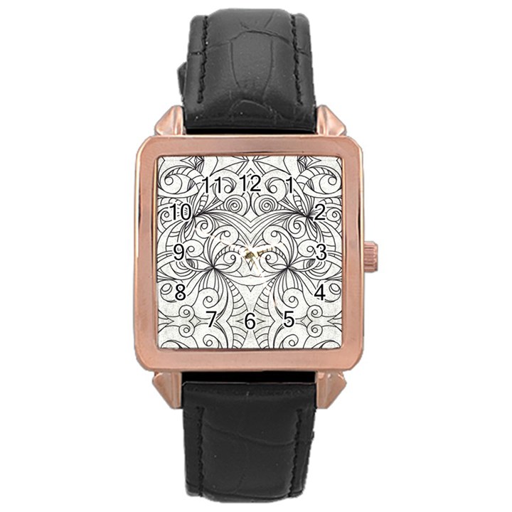 Drawing Floral Doodle 1 Rose Gold Watches