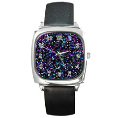 Glitter 1 Square Metal Watches by MedusArt