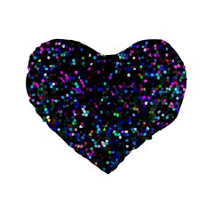 Glitter 1 Standard 16  Premium Flano Heart Shape Cushions by MedusArt