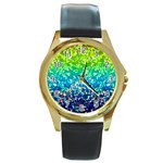 Glitter 4 Round Gold Metal Watches Front