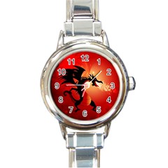 Funny, Cute Dragon With Fire Round Italian Charm Watches by FantasyWorld7