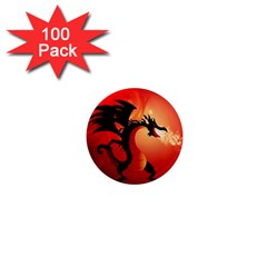 Funny, Cute Dragon With Fire 1  Mini Magnets (100 Pack)  by FantasyWorld7