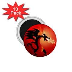 Funny, Cute Dragon With Fire 1 75  Magnets (10 Pack)  by FantasyWorld7