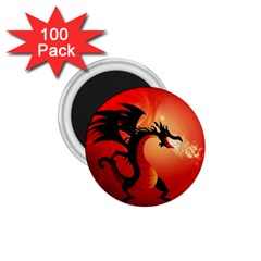 Funny, Cute Dragon With Fire 1 75  Magnets (100 Pack)  by FantasyWorld7