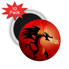 Funny, Cute Dragon With Fire 2 25  Magnets (10 Pack)  by FantasyWorld7