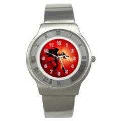 Funny, Cute Dragon With Fire Stainless Steel Watches by FantasyWorld7