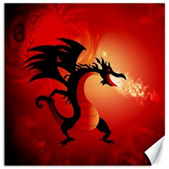 Funny, Cute Dragon With Fire Canvas 20  X 20   by FantasyWorld7