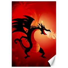 Funny, Cute Dragon With Fire Canvas 20  X 30   by FantasyWorld7