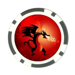 Funny, Cute Dragon With Fire Poker Chip Card Guards by FantasyWorld7