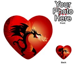 Funny, Cute Dragon With Fire Multi-purpose Cards (heart)  by FantasyWorld7