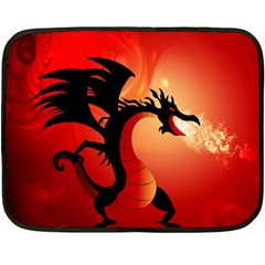 Funny, Cute Dragon With Fire Fleece Blanket (mini) by FantasyWorld7