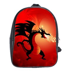 Funny, Cute Dragon With Fire School Bags(large)  by FantasyWorld7