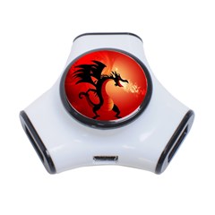 Funny, Cute Dragon With Fire 3-port Usb Hub by FantasyWorld7