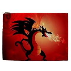 Funny, Cute Dragon With Fire Cosmetic Bag (xxl)  by FantasyWorld7