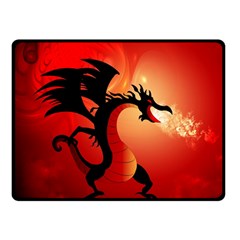 Funny, Cute Dragon With Fire Double Sided Fleece Blanket (small)  by FantasyWorld7