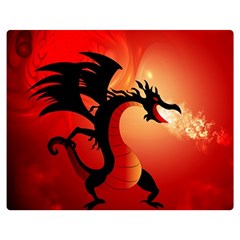 Funny, Cute Dragon With Fire Double Sided Flano Blanket (medium)  by FantasyWorld7