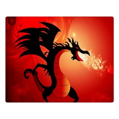 Funny, Cute Dragon With Fire Double Sided Flano Blanket (large)  by FantasyWorld7