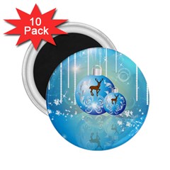 Wonderful Christmas Ball With Reindeer And Snowflakes 2 25  Magnets (10 Pack)  by FantasyWorld7