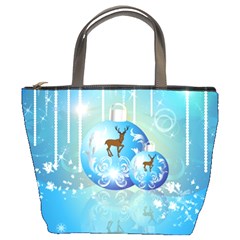 Wonderful Christmas Ball With Reindeer And Snowflakes Bucket Bags by FantasyWorld7