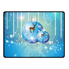 Wonderful Christmas Ball With Reindeer And Snowflakes Fleece Blanket (small) by FantasyWorld7